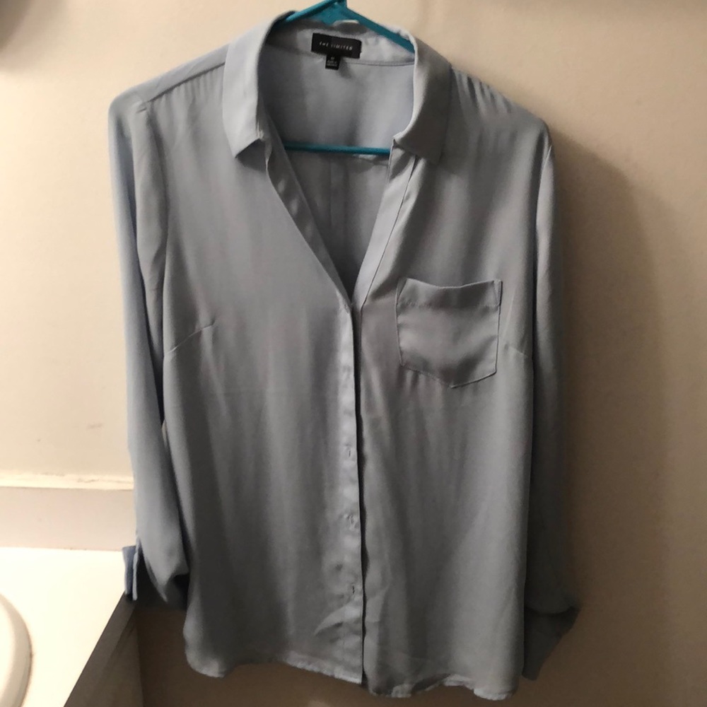 Blue button up blouse